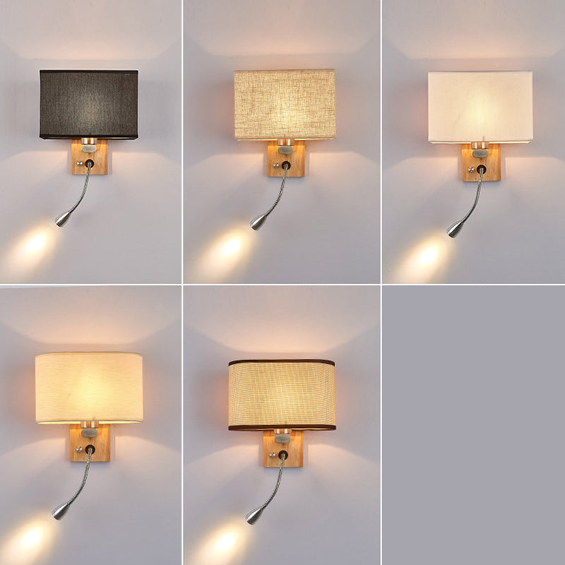 Simplicidad de tela Simplicidad Mini Mini Spotlight Diseño Lámpara de lectura de madera para dormitorio