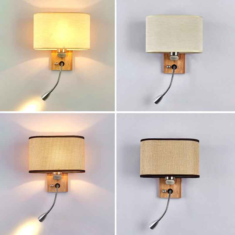 Simplicidad de tela Simplicidad Mini Mini Spotlight Diseño Lámpara de lectura de madera para dormitorio
