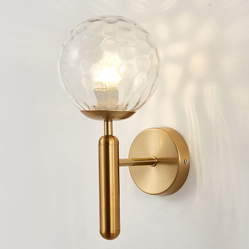 1-Licht-Glas-Globus-Wandlampe 12,5 Zoll Höhe Nordischer Metallleuchten für Treppenhaus
