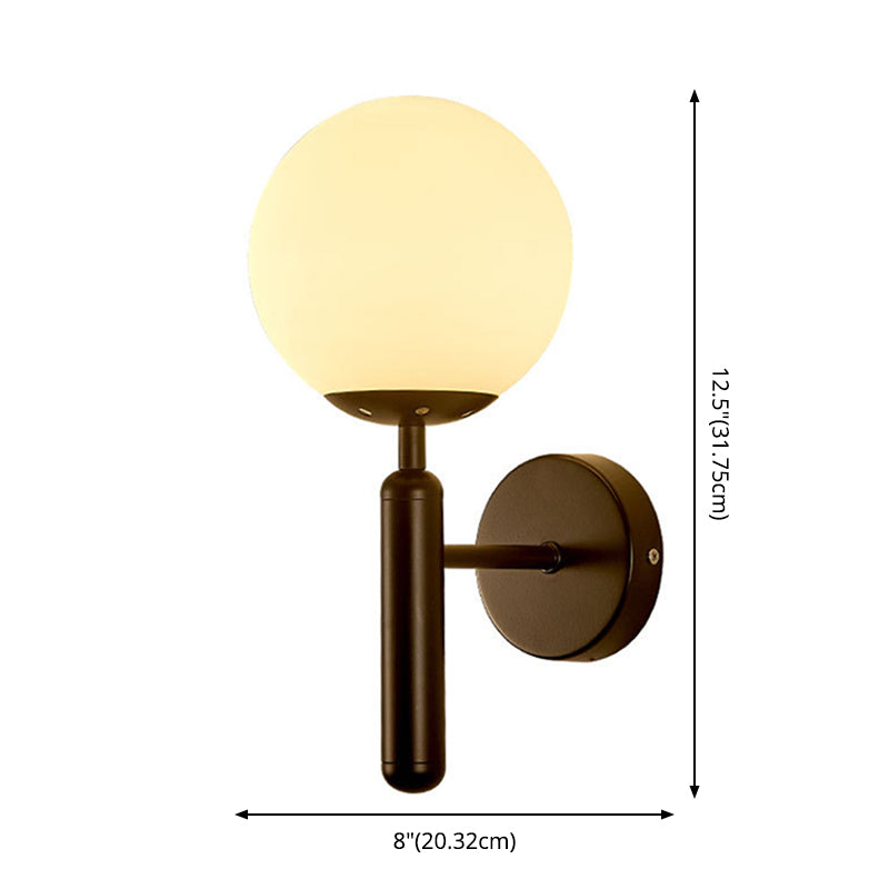 1-Licht-Glas-Globus-Wandlampe 12,5 Zoll Höhe Nordischer Metallleuchten für Treppenhaus