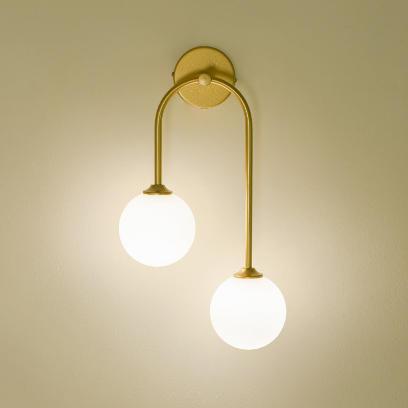 Modern Spherical Sconce Light Fixtures 2 Lights Wall Sconces with Glass Shade