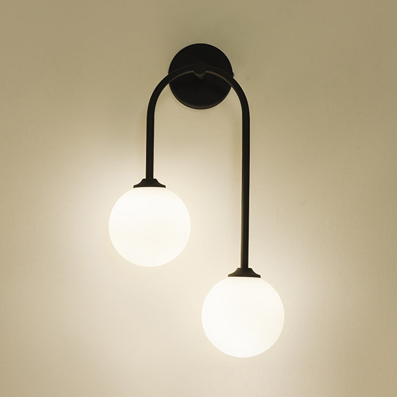 Modern Spherical Sconce Light Fixtures 2 Lights Wall Sconces with Glass Shade