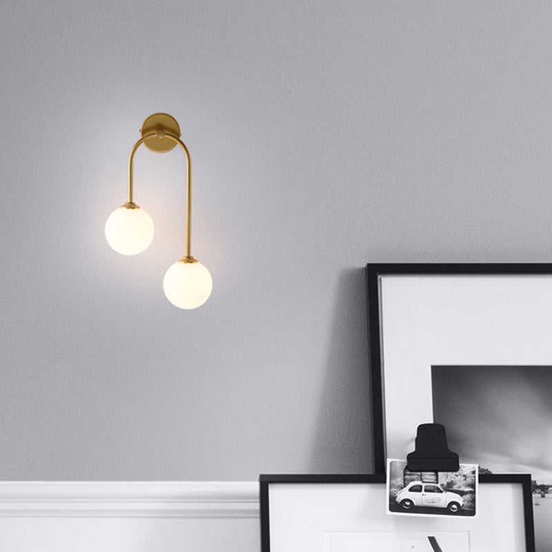 Modern Spherical Sconce Light Fixtures 2 Lights Wall Sconces with Glass Shade