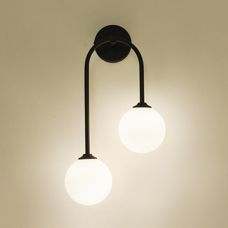 Modern Spherical Sconce Light Fixtures 2 Lights Wall Sconces with Glass Shade
