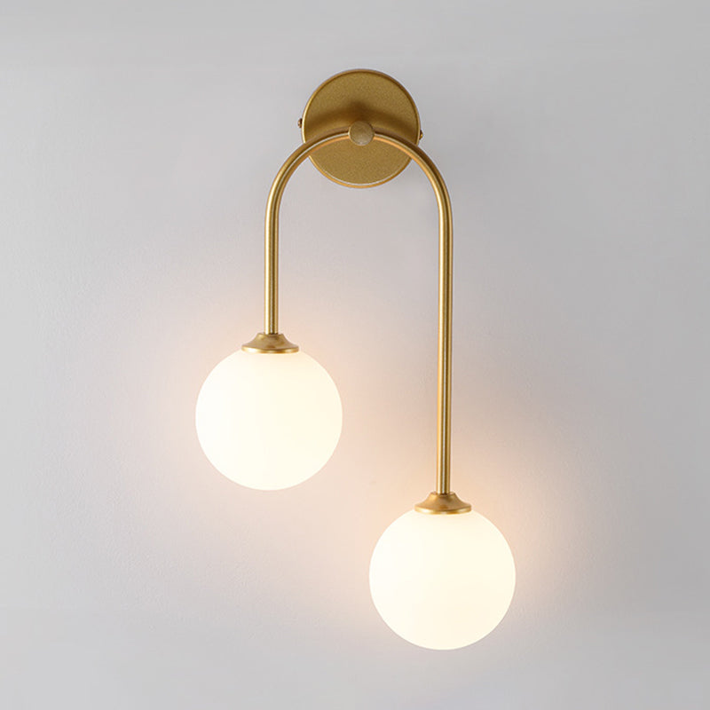Modern Spherical Sconce Light Fixtures 2 Lights Wall Sconces with Glass Shade