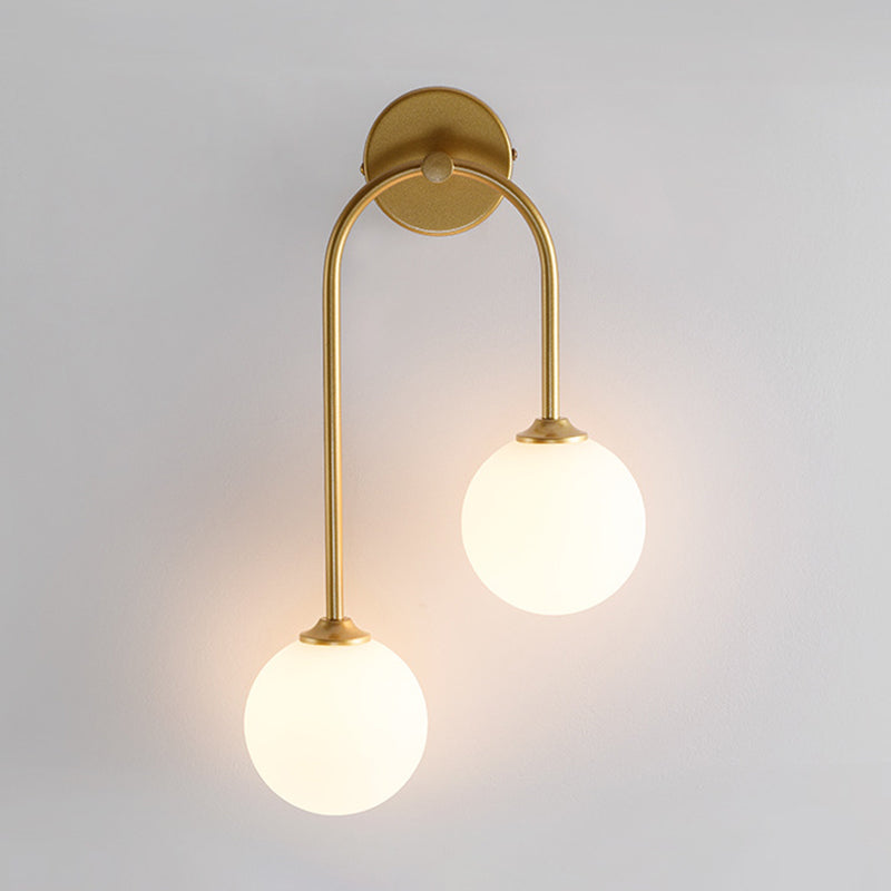 Modern Spherical Sconce Light Fixtures 2 Lights Wall Sconces with Glass Shade