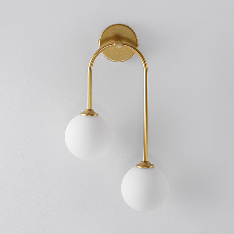 Modern Spherical Sconce Light Fixtures 2 Lights Wall Sconces with Glass Shade