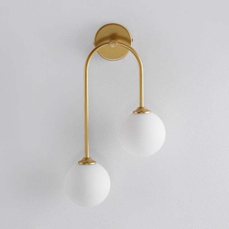Modern Spherical Sconce Light Fixtures 2 Lights Wall Sconces with Glass Shade