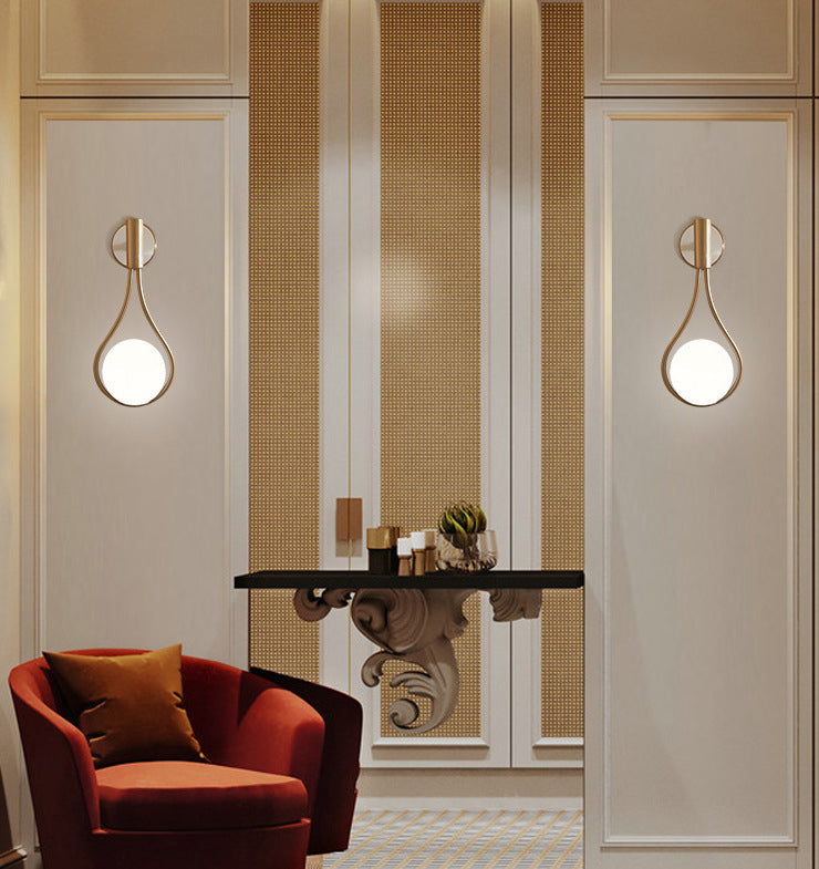 Lámparas de plataformas de estilo nórdico de estilo nórdico moderno vidrio 1 placas de pared ligeras en acabado dorado