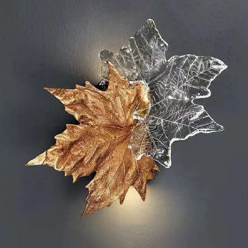Modern Leaf-shaped Wall Mounted Light Fixture Crystal Sconce Lights for Living Room