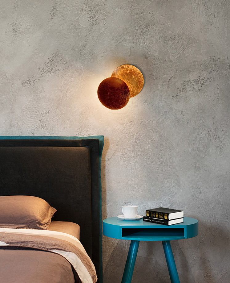 Modern Minimalist Style Circular Wall Sconce Lighting Copper Wall Light for Bedroom