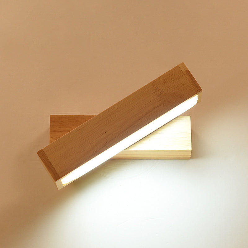 Modern Minimalist Style Rectangular Wall Mounted Light Fixture Wood Sconces for Bedroom