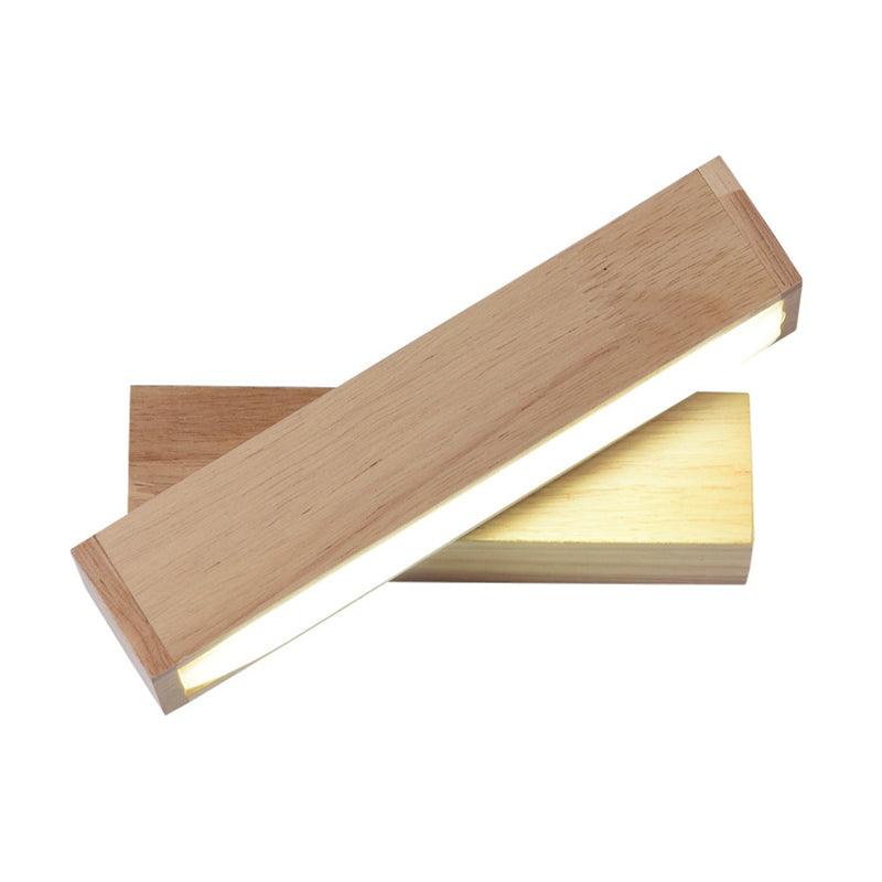 Modern Minimalist Style Rectangular Wall Mounted Light Fixture Wood Sconces for Bedroom