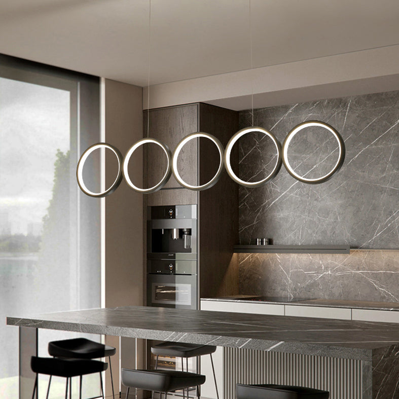 Lampada sospesa a LED ANULUS nero in moderna luce da soffitto da interno in ferro battuto con ombra acrilica