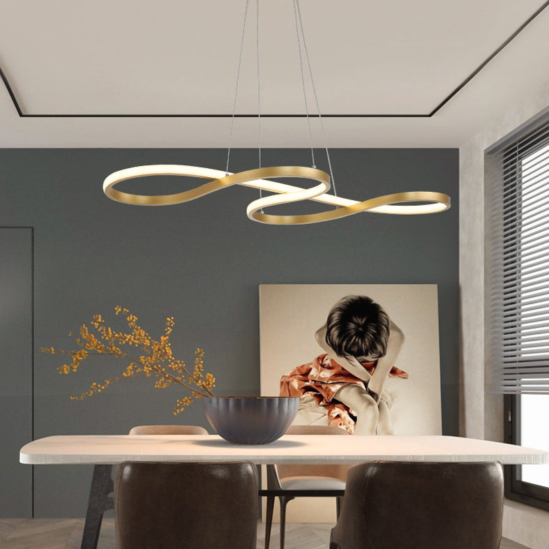 Aluminium LED Linear Pendant Light in Modern Creative Style Silica Gel Ceiling Light for Dining Room