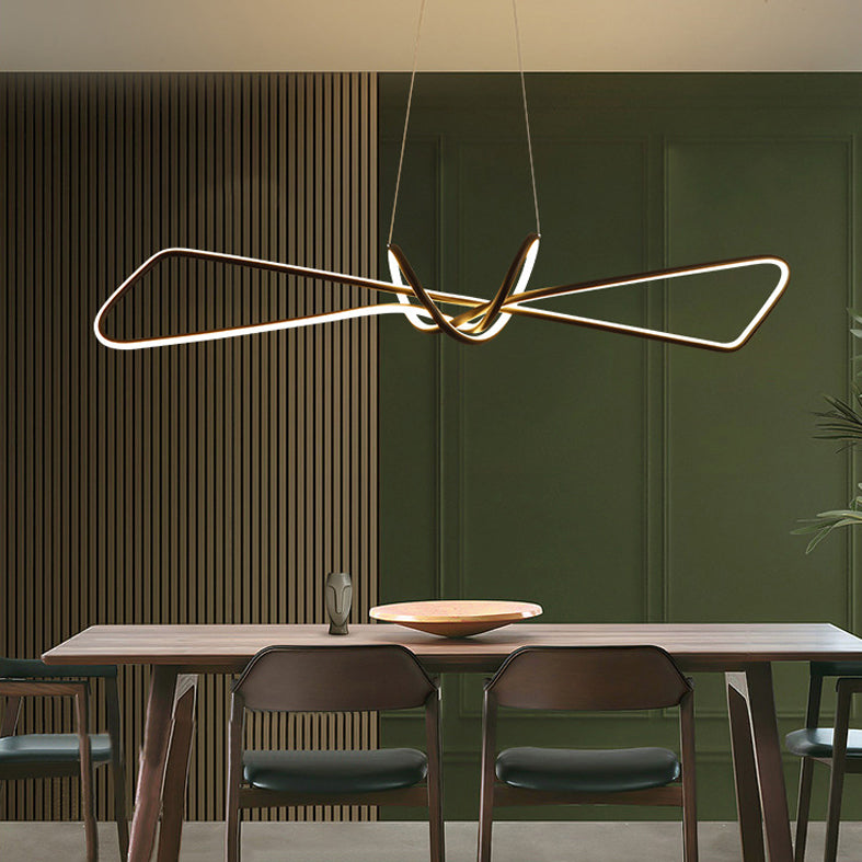 Aluminium Linear LED Pendant Light in Modern Singular Style Silica Gel Ceiling Light for Dining Room