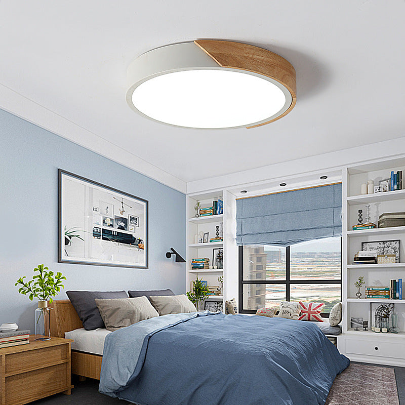 LED moderne Ceiling Light Nordic Creative Macaron Living Room Bedroom Dining Room Study Children's Room Wooden Lamps