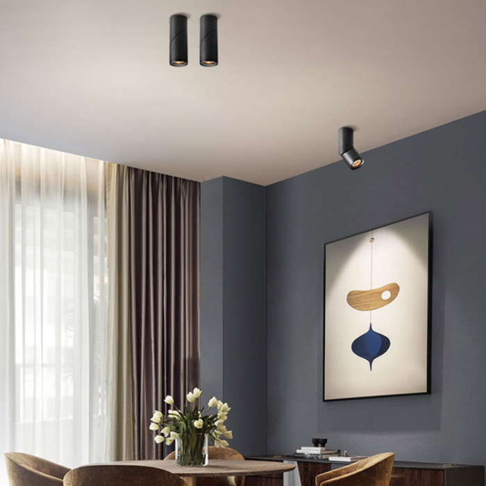 Spot encastré tubulaire en aluminium nordique pour salon, plafonnier LED