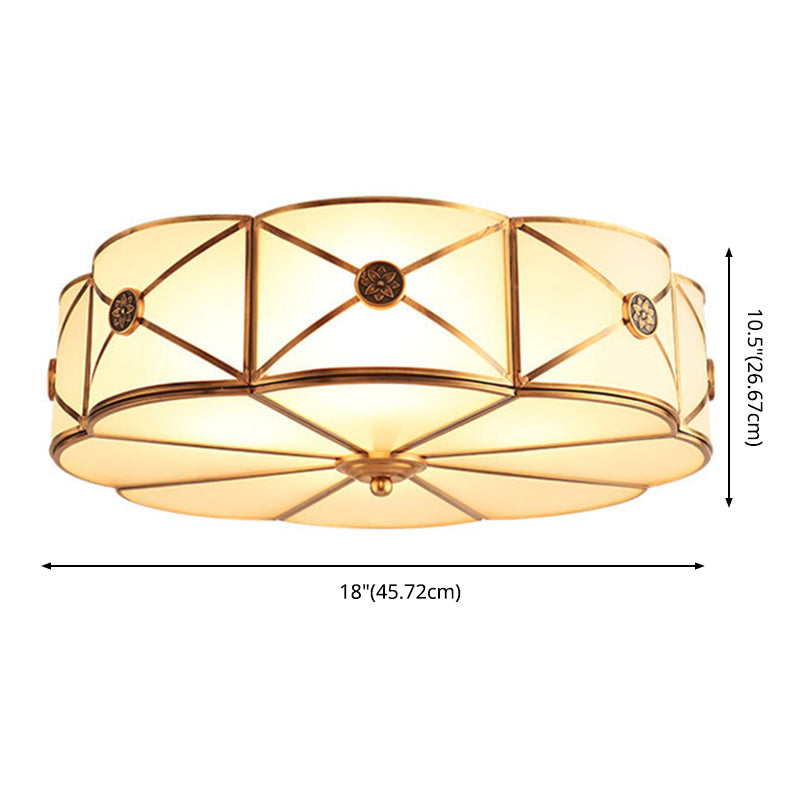 Traditional Drum Flush Mount Ceiling Fixture Opal Glass Shades Flush Mount Ceiling Lighting Fixture