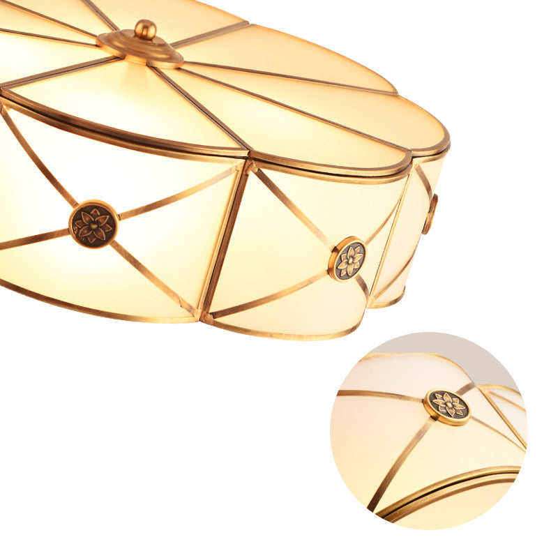 Traditional Drum Flush Mount Ceiling Fixture Opal Glass Shades Flush Mount Ceiling Lighting Fixture