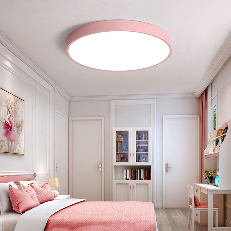 Round Led Flush Mount Ceiling Light Modern Minimalist Macaron Style Living Room Bedroom Study Energy-économiser Lighting