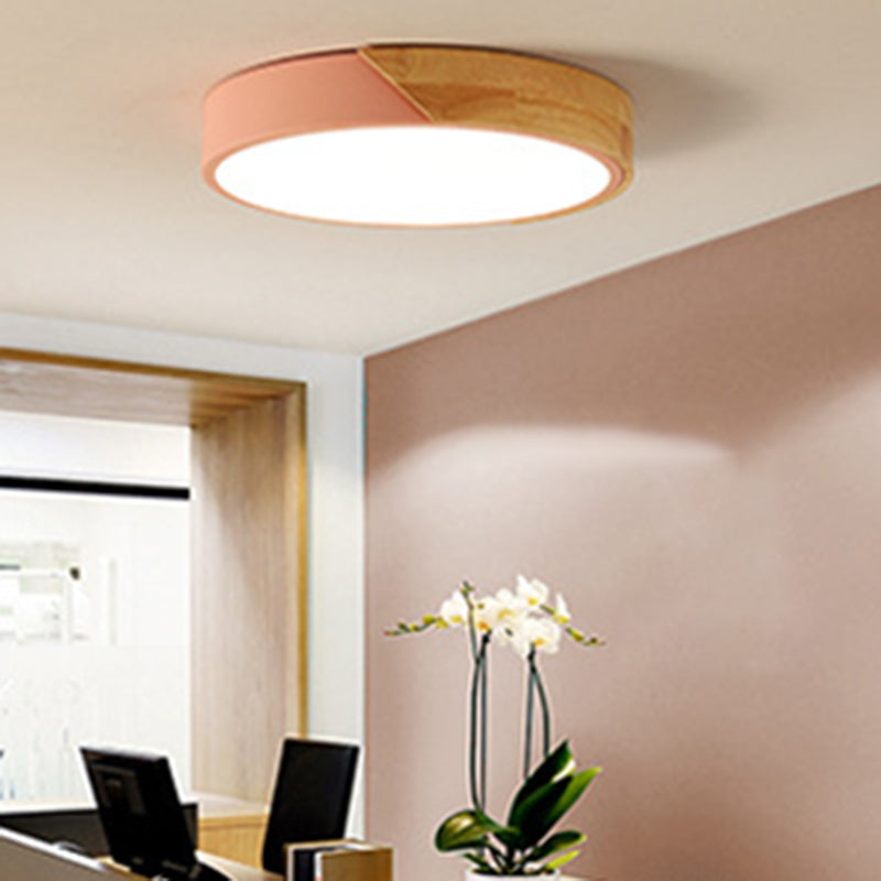 Nordic Led Ceiling Light Modern Minimalist Creative Bedroom Living Room Personality Round Macaron Multi-color Iron Lamps