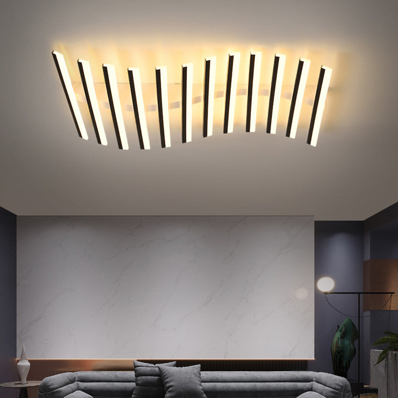 Acrylic Living Room LED Flush Ceiling Lights Linear Modern Style Flush Mount