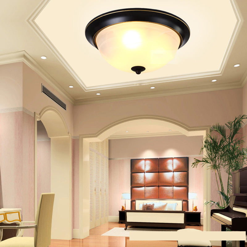 Bol Forme Lait Verre Verre Monter Modern Black Bedroom Ceiling Light Fixture