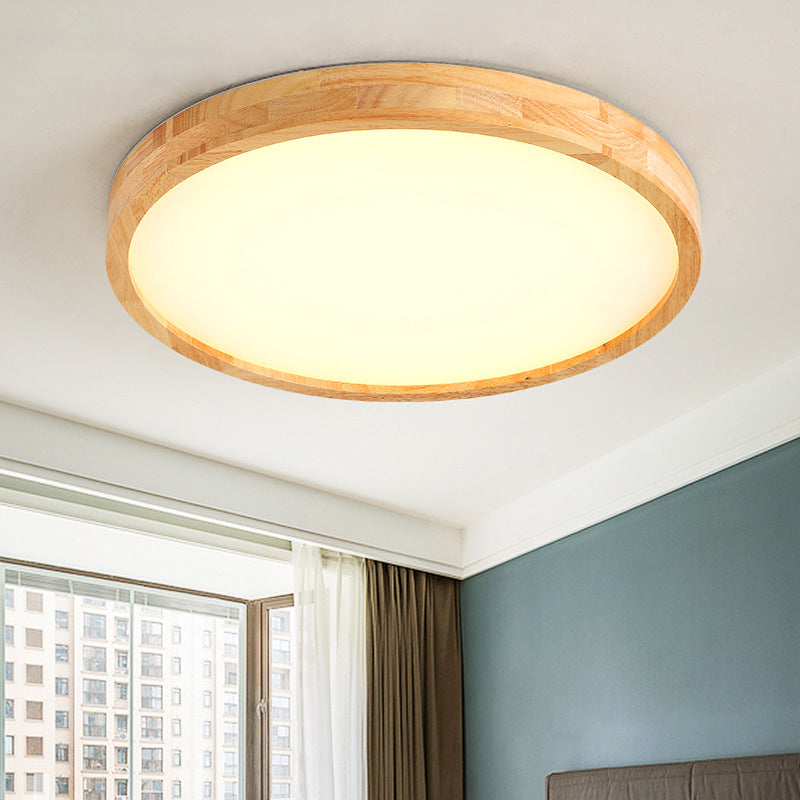 1 Light Nordic Flush Mount Ceiling Light Fixtures Circular Wood Flush Mount Ceiling Light for Living Room