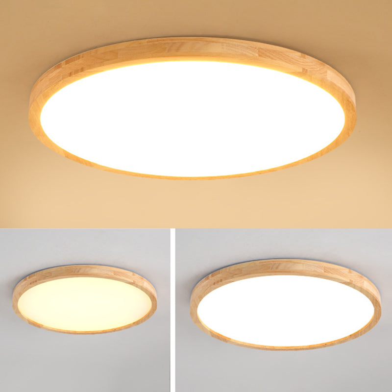 1 Light Nordic Flush Mount Ceiling Light Fixtures Circular Wood Flush Mount Ceiling Light for Living Room