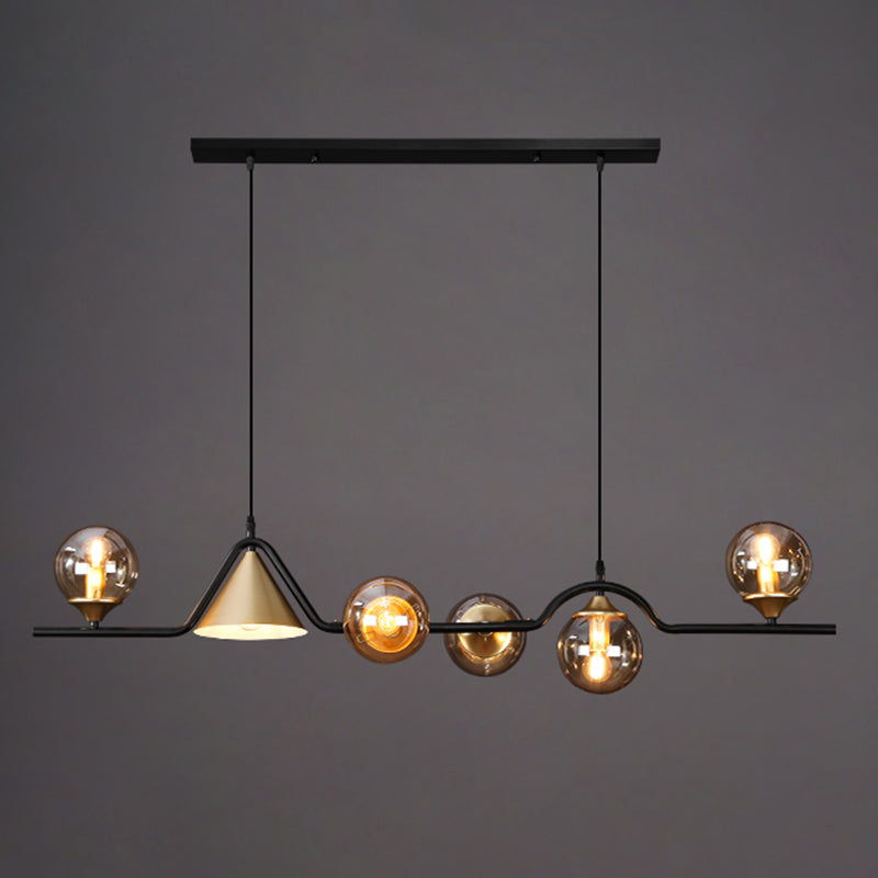 Shaded Island Lighting Fixture Simplicity Glass Island Chandelier for Dinning Room