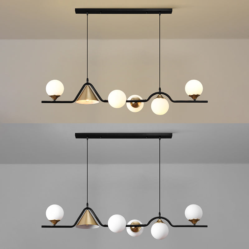 Shaded Island Lighting Fixture Simplicity Glass Island Chandelier for Dinning Room