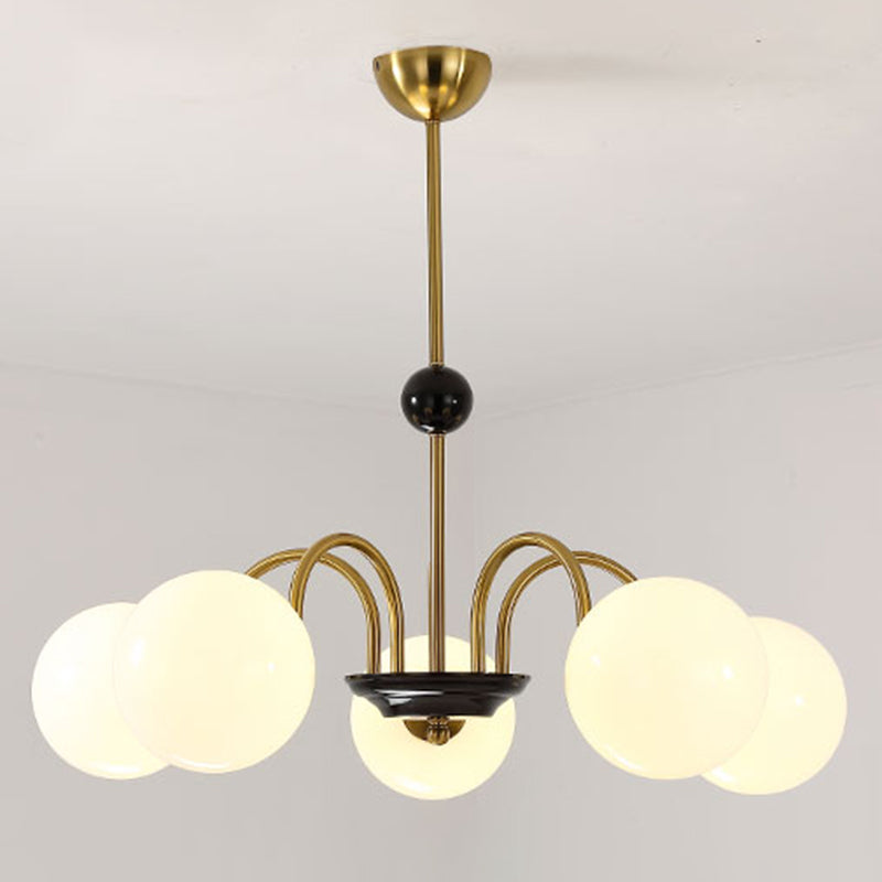 Round Glass Hanging Light Fixture Nordic-Style Chandelier Light Fixture for Dinning Room