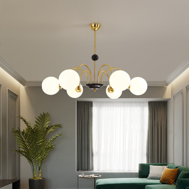 Round Glass Hanging Light Fixture Nordic-Style Chandelier Light Fixture for Dinning Room