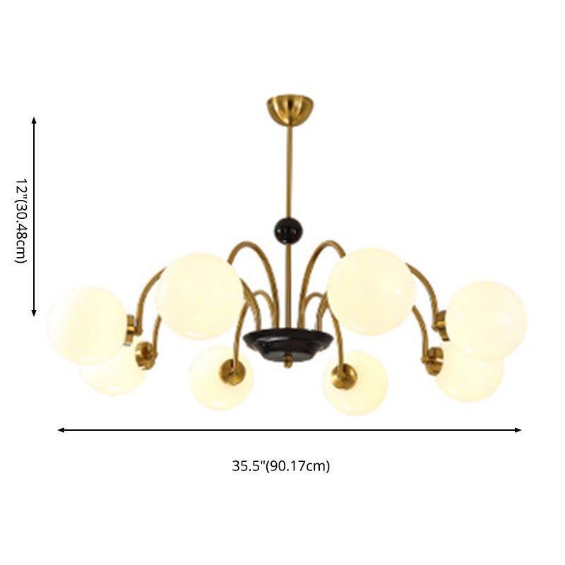 Round Glass Hanging Light Fixture Nordic-Style Chandelier Light Fixture for Dinning Room