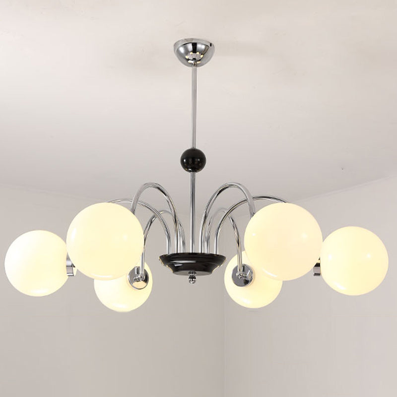 Round Glass Hanging Light Fixture Nordic-Style Chandelier Light Fixture for Dinning Room