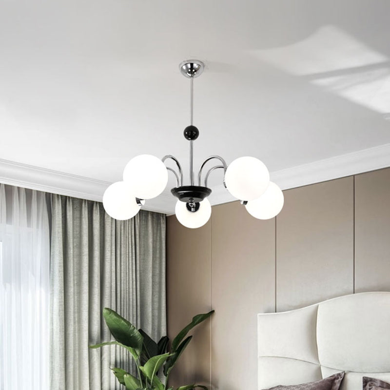Round Glass Hanging Light Fixture Nordic-Style Chandelier Light Fixture for Dinning Room