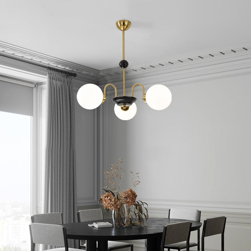 Round Glass Hanging Light Fixture Nordic-Style Chandelier Light Fixture for Dinning Room
