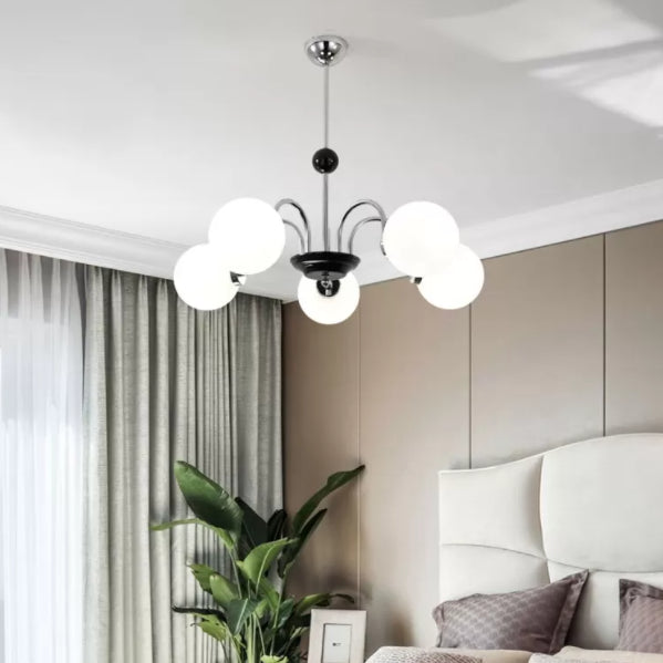 Round Glass Hanging Light Fixture Nordic-Style Chandelier Light Fixture for Dinning Room