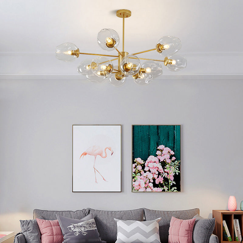 Starburst Chandelier Light Fixture Modern-Style Glass Living Room Ceiling Chandelier in Gold