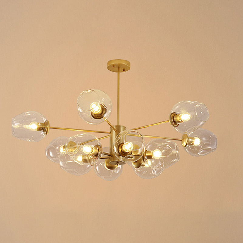 Starburst Chandelier Light Fixture Modern-Style Glass Living Room Ceiling Chandelier in Gold