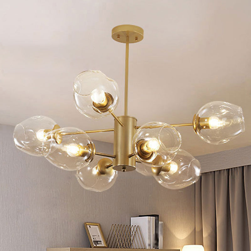 Starburst Chandelier Light Fixture Modern-Style Glass Living Room Ceiling Chandelier in Gold