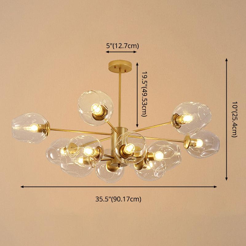 Starburst Chandelier Light Fixture Modern-Style Glass Living Room Ceiling Chandelier in Gold