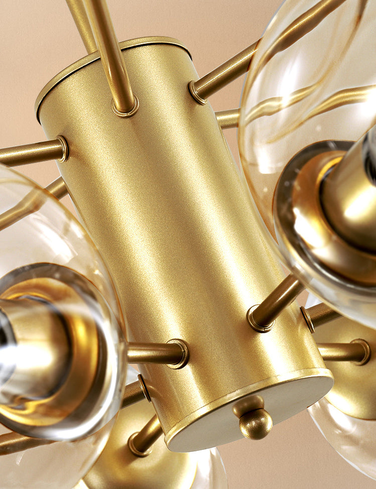 Starburst Chandelier Light Fixture Modern-Style Glass Living Room Ceiling Chandelier in Gold