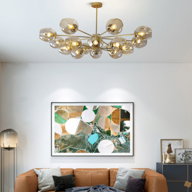 Starburst Chandelier Light Fixture Modern-Style Glass Living Room Ceiling Chandelier in Gold