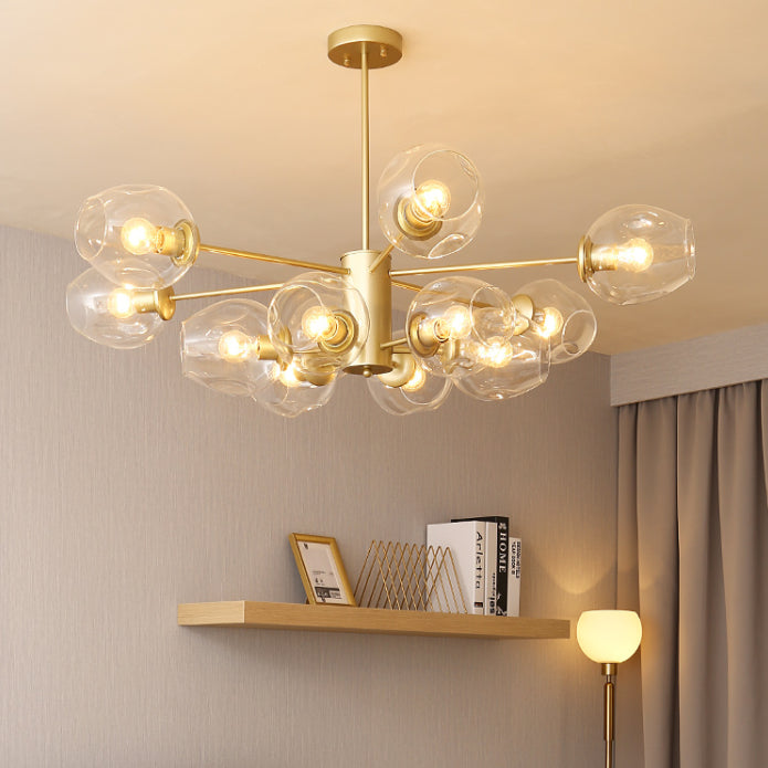 Starburst Chandelier Light Fixture Modern-Style Glass Living Room Ceiling Chandelier in Gold