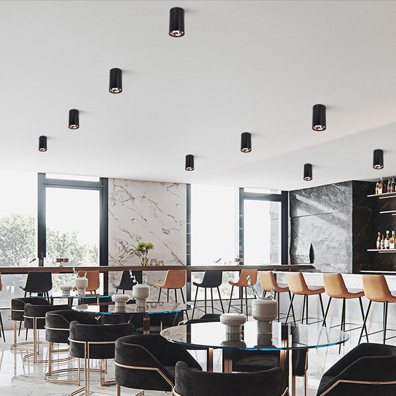 Metallic cilinder LED-inbouwlamp Minimalistisch zwart-roségouden plafondlamp voor slaapkamer