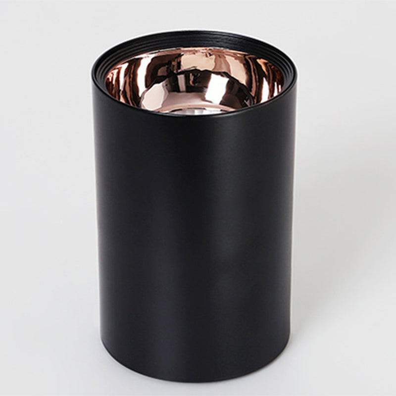 Metallic cilinder LED-inbouwlamp Minimalistisch zwart-roségouden plafondlamp voor slaapkamer