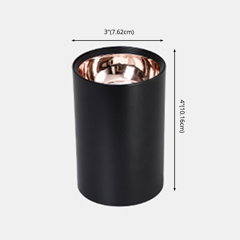 Metallic cilinder LED-inbouwlamp Minimalistisch zwart-roségouden plafondlamp voor slaapkamer