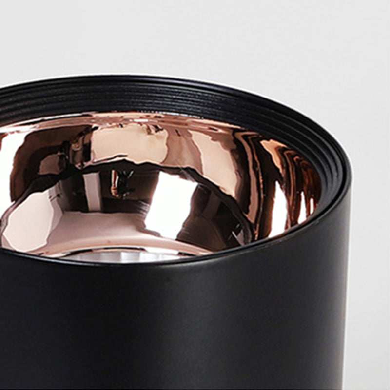 Metallic cilinder LED-inbouwlamp Minimalistisch zwart-roségouden plafondlamp voor slaapkamer